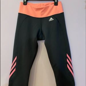 Adidas Grey & Pink Cropped Climalite Leggings. Women’s Medium. LIKE NEW.